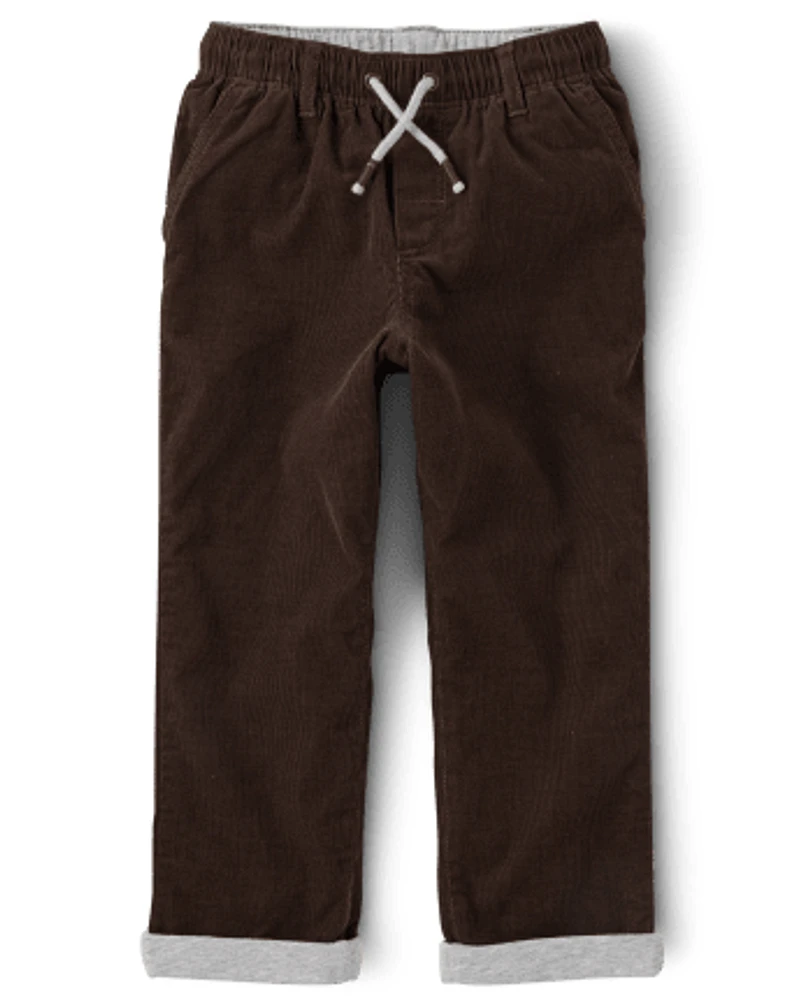 Boys Corduroy Pull On Roll Cuff Pants