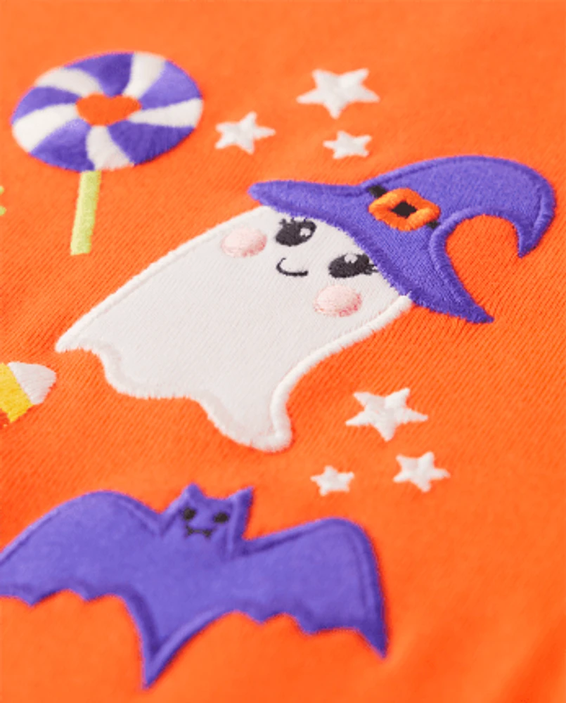 Girls Embroidered Halloween Doodles Top - Trick or Treat