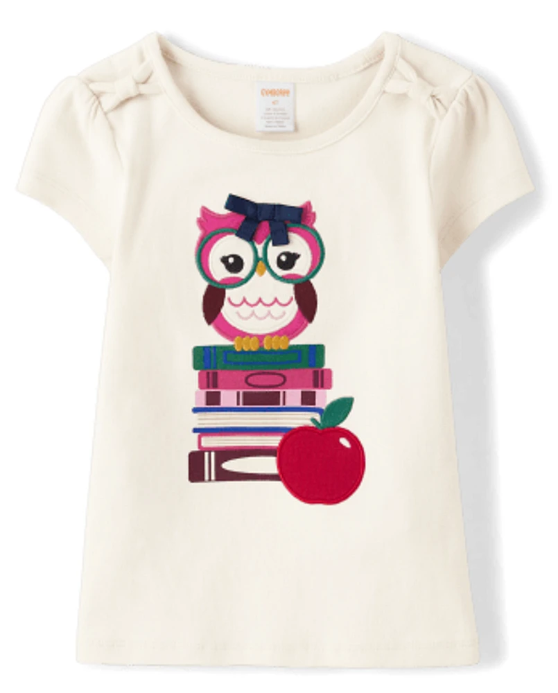 Girls Embroidered Owl Top - Prep School