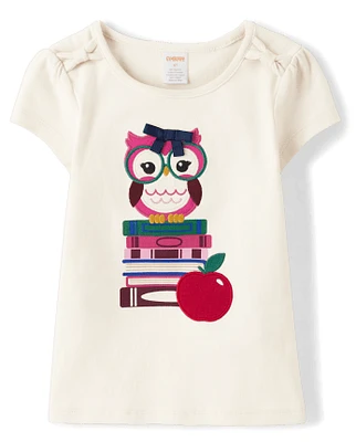 Girls Embroidered Owl Top - Prep School