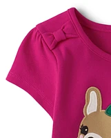 Girls Embroidered Dog Top - Prep School