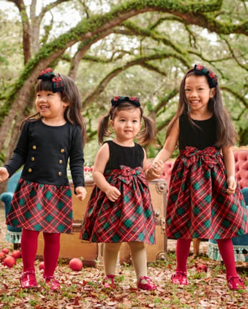 bébés filles Famille assortie A carreaux Boucle Robe évasée - Royal de Noël