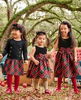 Baby Girls Matching Family Plaid Bow Fit And Flare Dress - A Royal Christmas