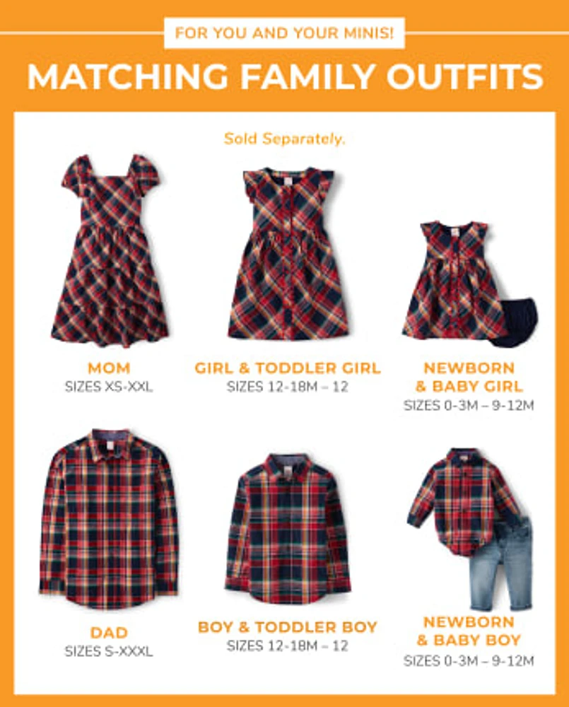 Womens Matching Family Plaid Poplin Tiered Dress - Apple Orchard