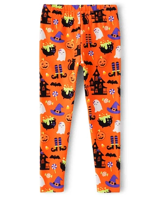 Girls Halloween Doodle Leggings - Trick or Treat