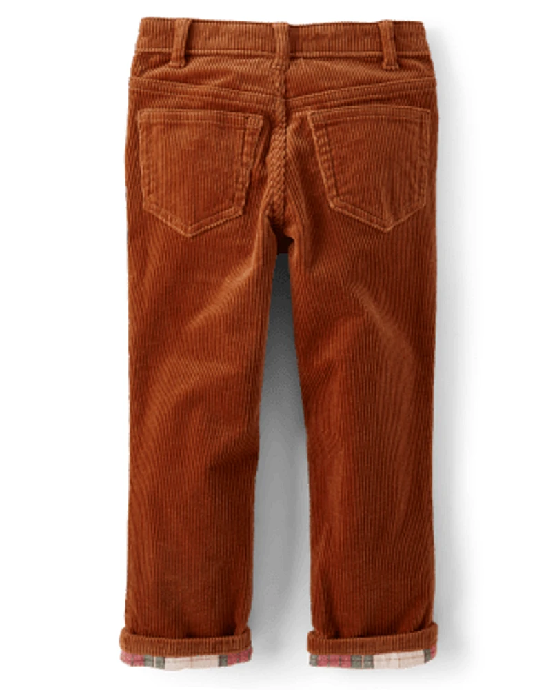 Boys Corduroy Roll Cuff Pants - Christmas Cabin