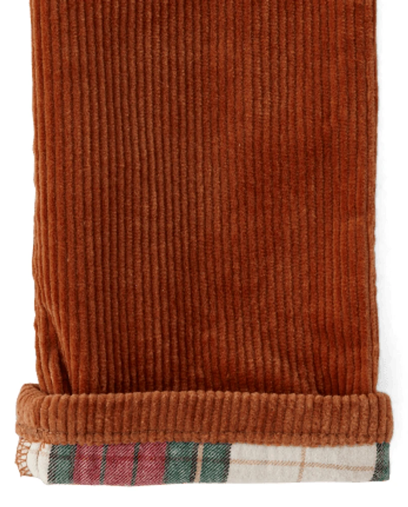 Boys Corduroy Roll Cuff Pants - Christmas Cabin