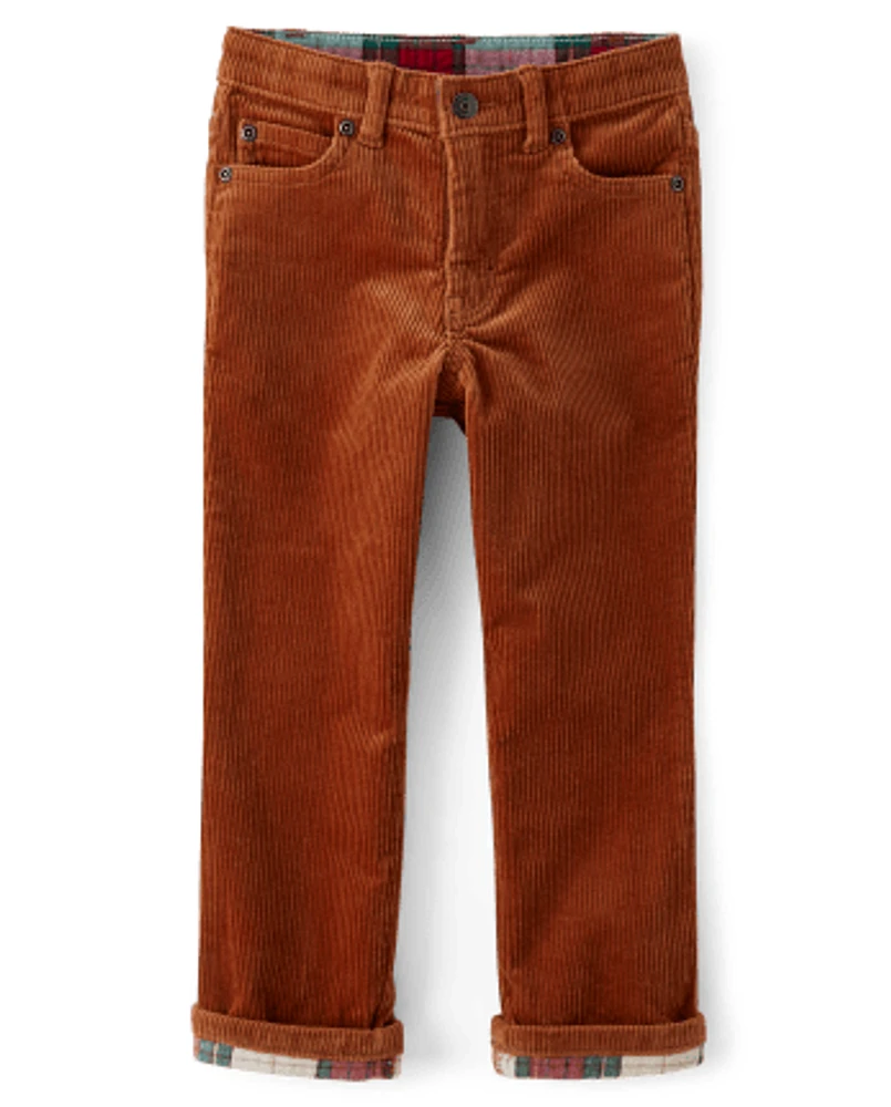 Boys Corduroy Roll Cuff Pants - Christmas Cabin