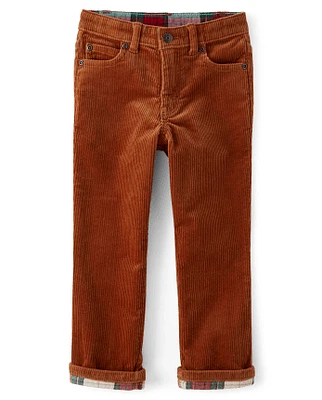 Boys Corduroy Roll Cuff Pants - Christmas Cabin