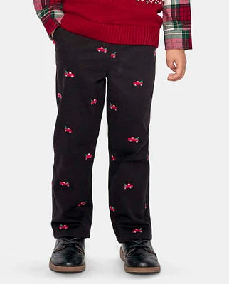 Boys Schiffli Truck Twill Chino Pants - Christmas Cabin