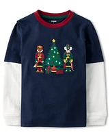 Boys Christmas Tree Layered Top - Nutcracker