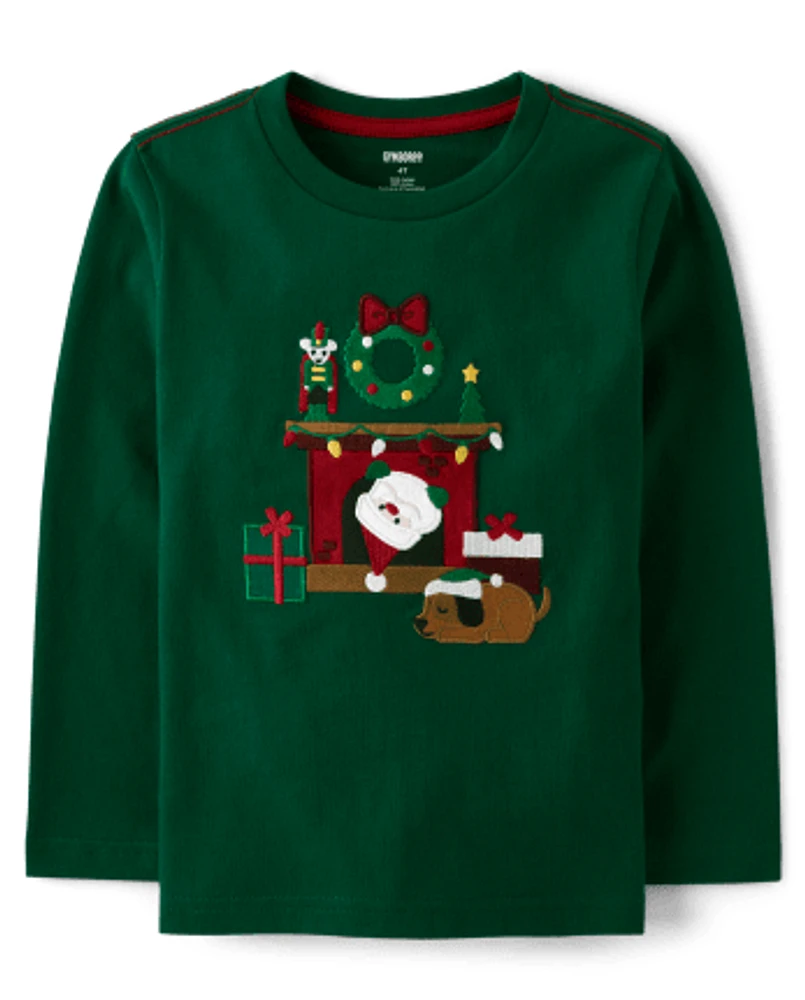 Boys Embroidered Santa Top - Nutcracker