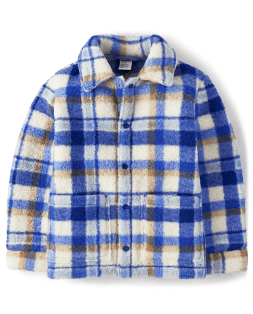 Kids Plaid Sherpa Shirt Jacket  Collection