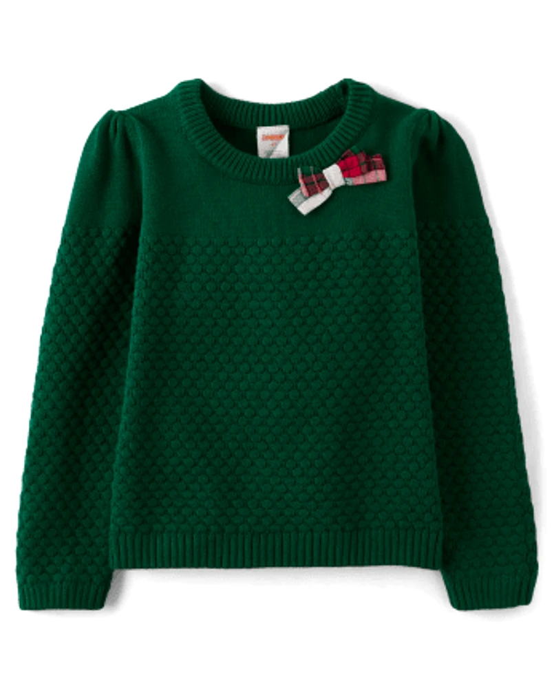 Girls Bow Sweater - Christmas Cabin