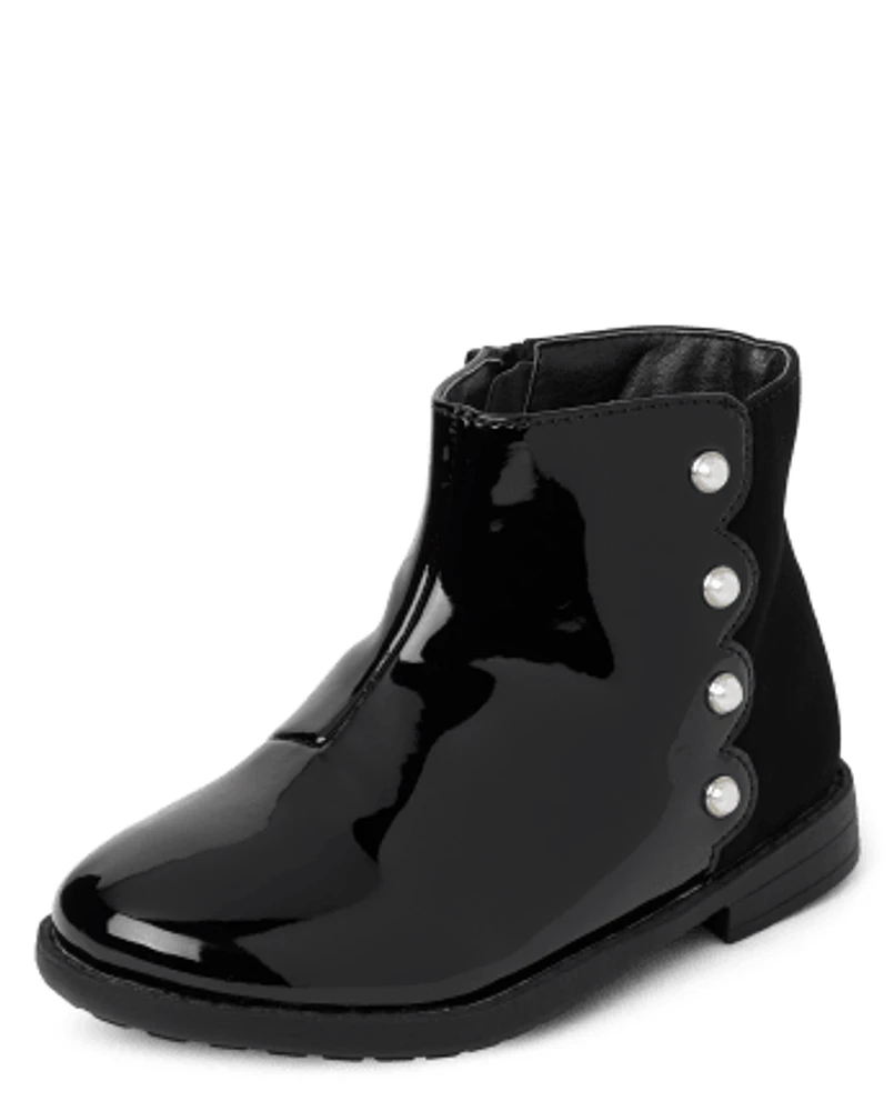 Fille Cuir synthétique verni Pearl Bottes - Ladies And Gentlemen