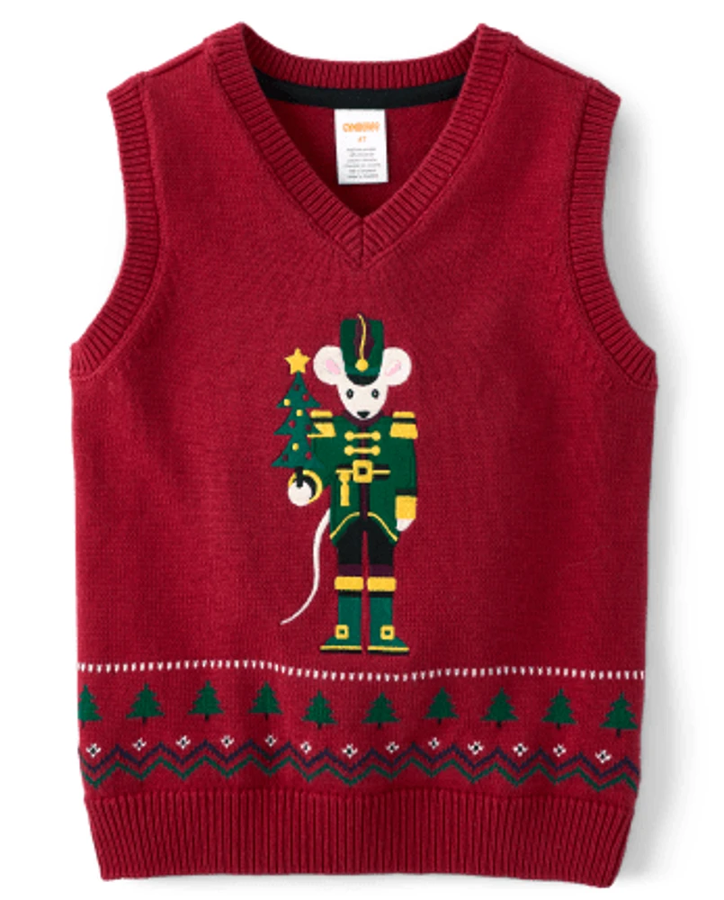 Boys Intarsia Nutcracker Mouse Fairisle Sweater Vest