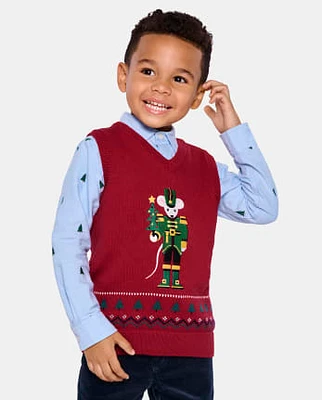 Boys Intarsia Nutcracker Mouse Fairisle Sweater Vest