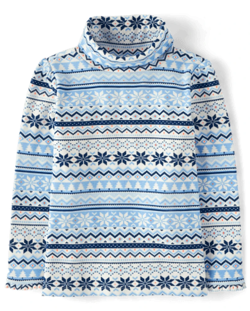 Girls Snowflake Fairisle Turtleneck