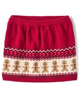 Girls Intarsia Gingerbread Fairisle Sweater Skirt - Holiday Express