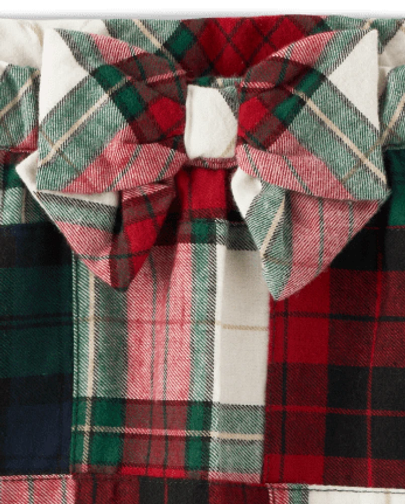 Girls Patch Plaid Flannel Skort - Christmas Cabin