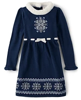 Girls Snowflake Fairisle Sweater Dress - Holiday Express