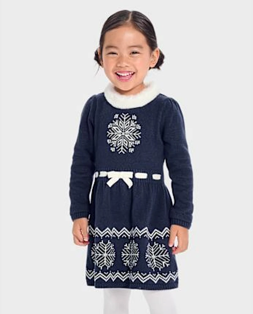 Girls Snowflake Fairisle Sweater Dress - Holiday Express