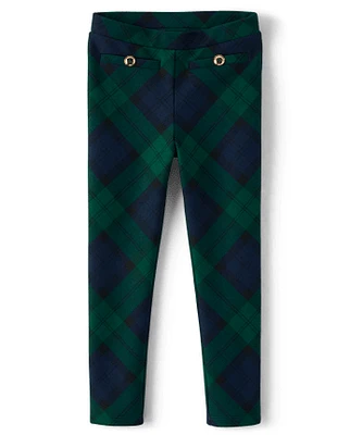 Girls Plaid Ponte Jeggings - Holiday Express