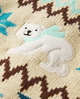 Girls Applique Polar Bear Fairisle Sweater - Nordic Adventure