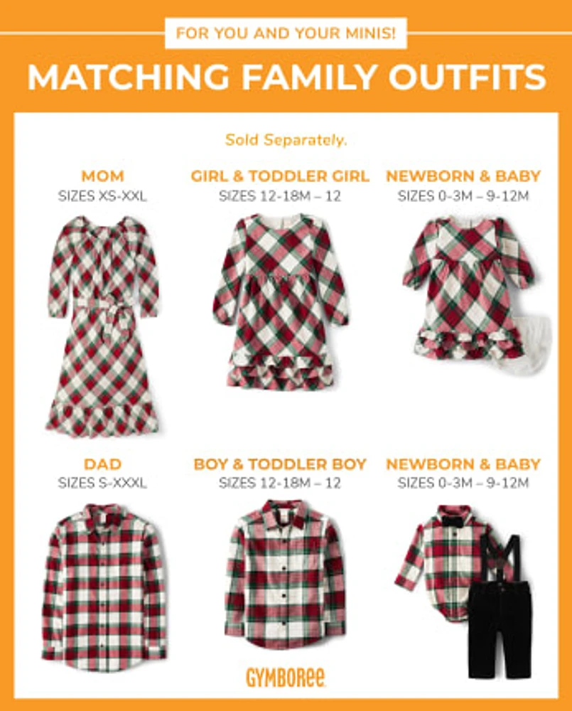 Womens Matching Family Plaid Ruffle Dress - Christmas Cabin