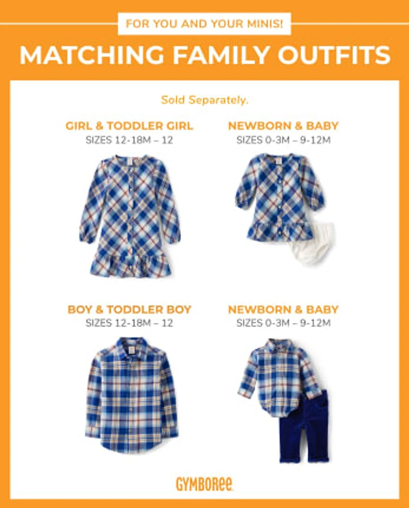 Girls Matching Family Plaid Twill Shirt Dress