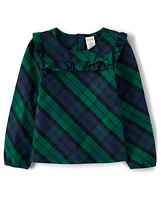 Girls Plaid Ruffle Top - Nutcracker