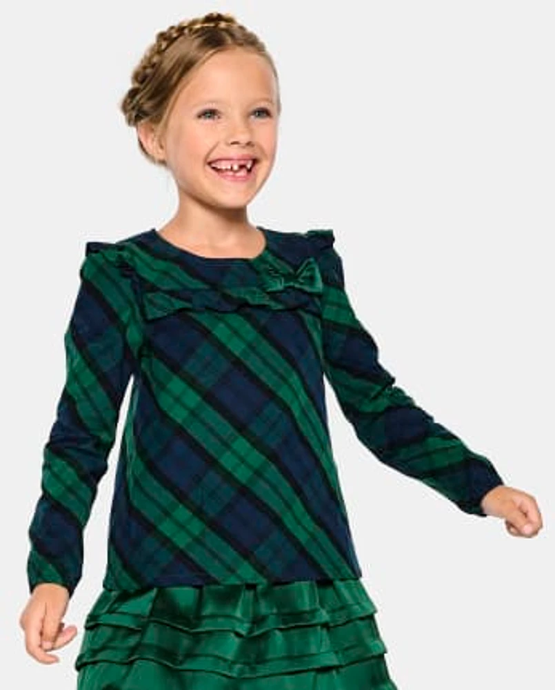 Girls Plaid Ruffle Top - Nutcracker