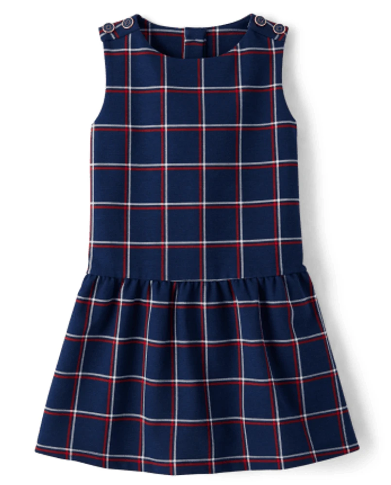 Girls Plaid Ponte Peplum Dress - Parisian Chic