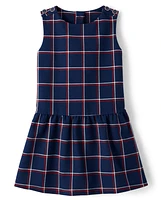 Girls Plaid Ponte Peplum Dress - Parisian Chic