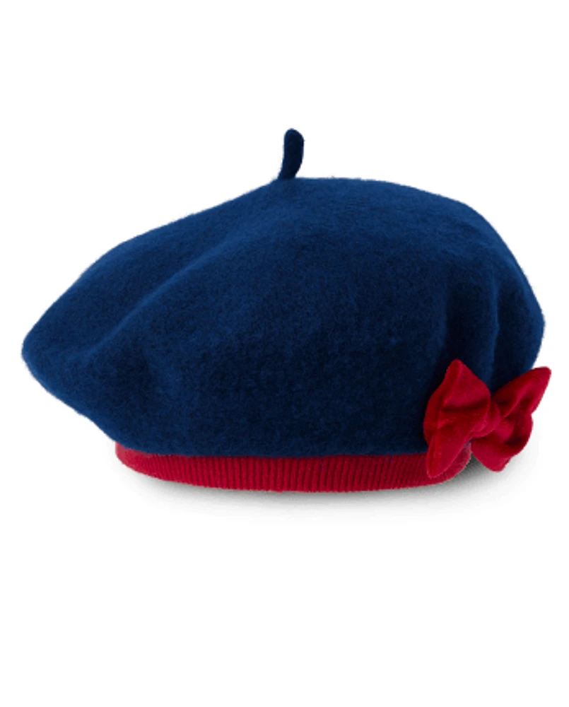 Girls Bow Beret - Parisian Chic