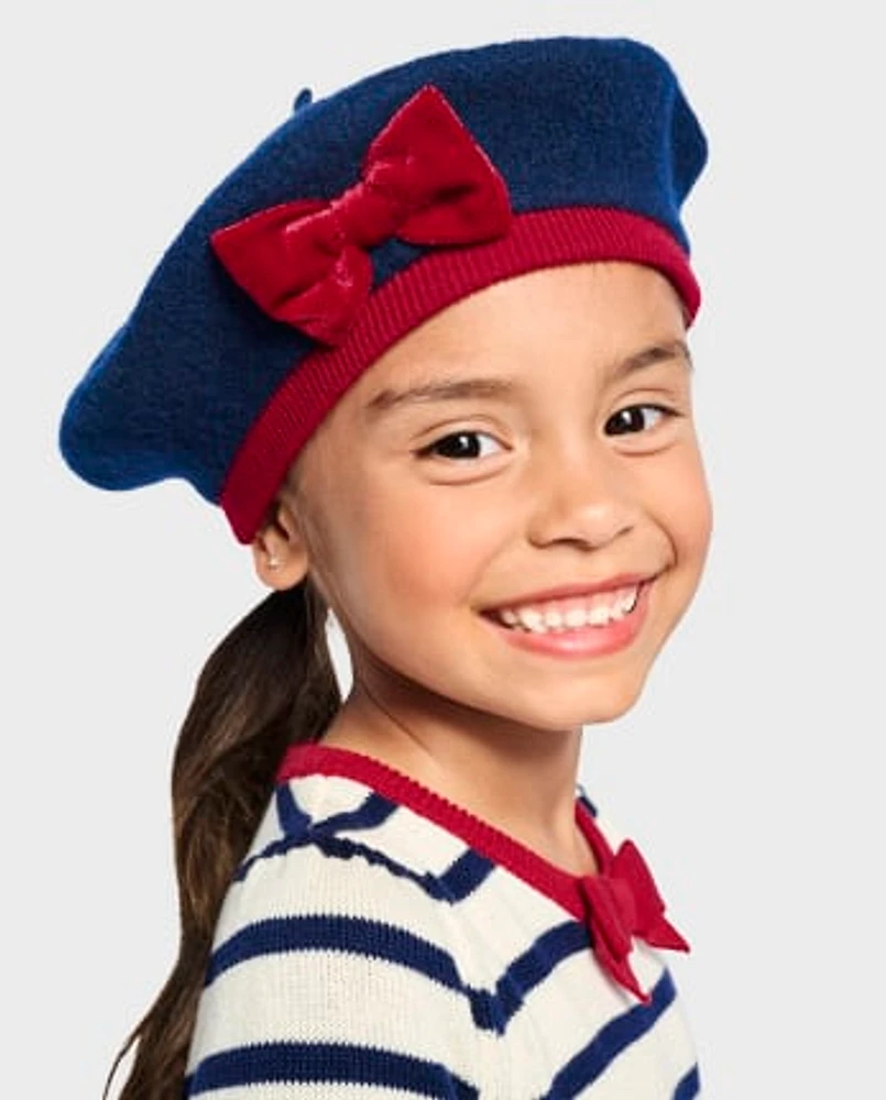 Girls Bow Beret - Parisian Chic