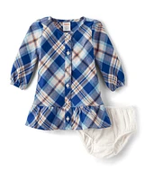 Baby Girls Matching Family Plaid Twill Shirt Dress