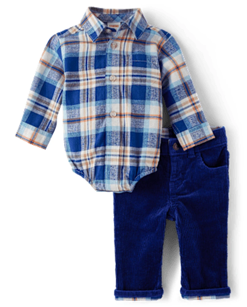 Baby Boys Matching Family Plaid 2-Piece Outfit Set