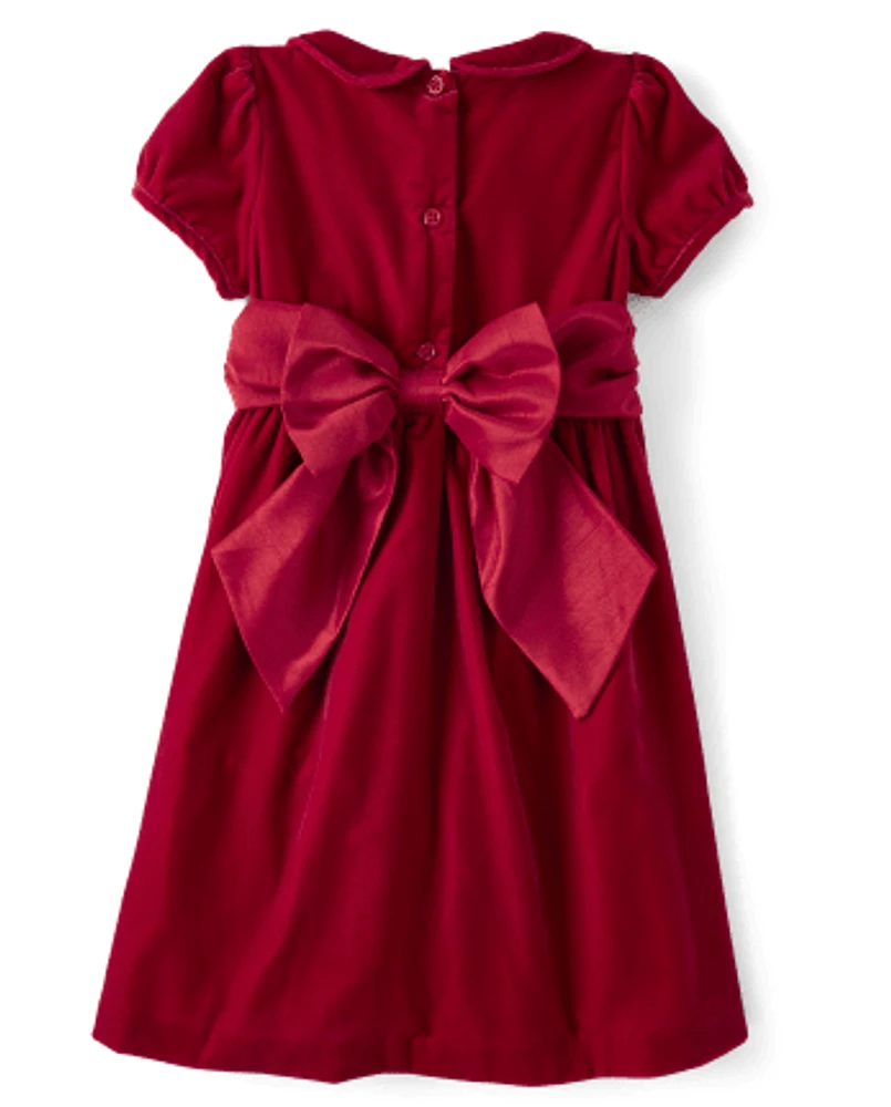 Girls Velvet Peter Pan Dress - All Dressed Up