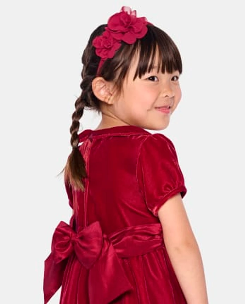 Girls Velvet Peter Pan Dress - All Dressed Up