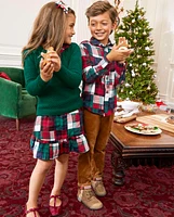 Boys Patch Plaid Shirt - Christmas Cabin