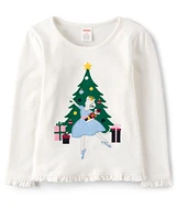 Girls Embroidered Ballerina Cat Ruffle Top - Nutcracker