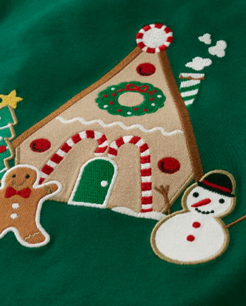 Boys Embroidered Gingerbread House Layered Top - Christmas Cabin