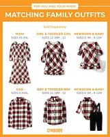 Mens Matching Family Plaid Button Up Shirt - Christmas Cabin