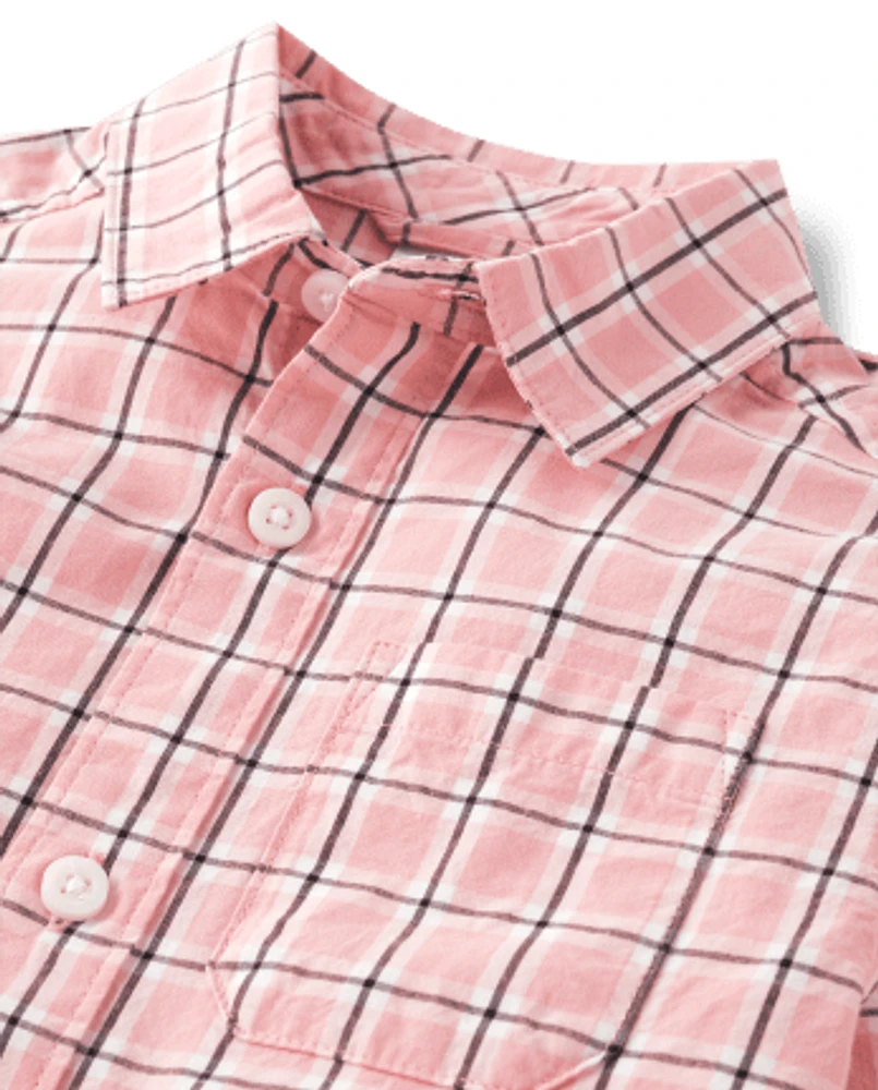 Boys Plaid Poplin Button Up Shirt - Ladies And Gentlemen