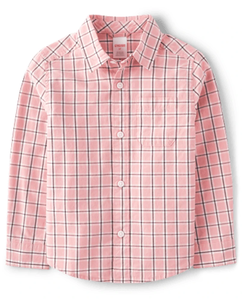 Boys Plaid Poplin Button Up Shirt - Ladies And Gentlemen