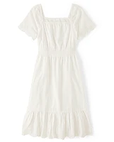 Womens Mommy And Me Eyelet Linen-Blend Tiered Dress