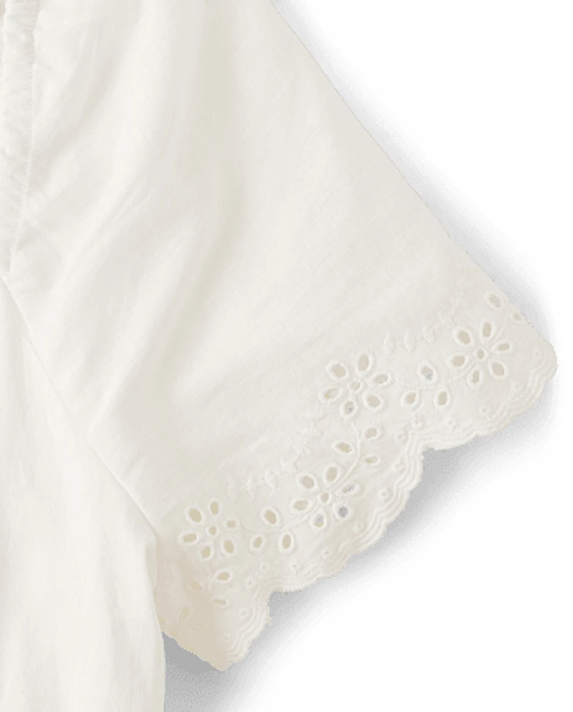 Womens Mommy And Me Eyelet Linen-Blend Tiered Dress