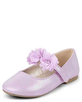 Girls Floral Ballet Flats - Lavender Fields