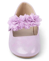 Girls Floral Ballet Flats - Lavender Fields